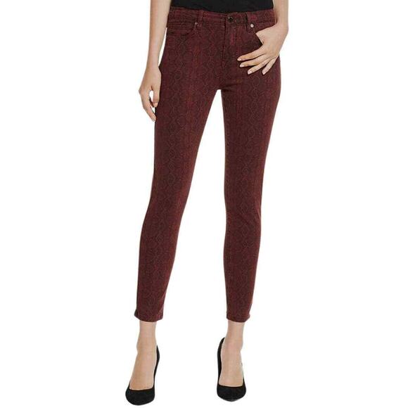 BLANKNYC The Reade Crop Jeans 27 Skinny Slim Mid Rise Snake Print Rattled Up Red - Picture 1 of 11